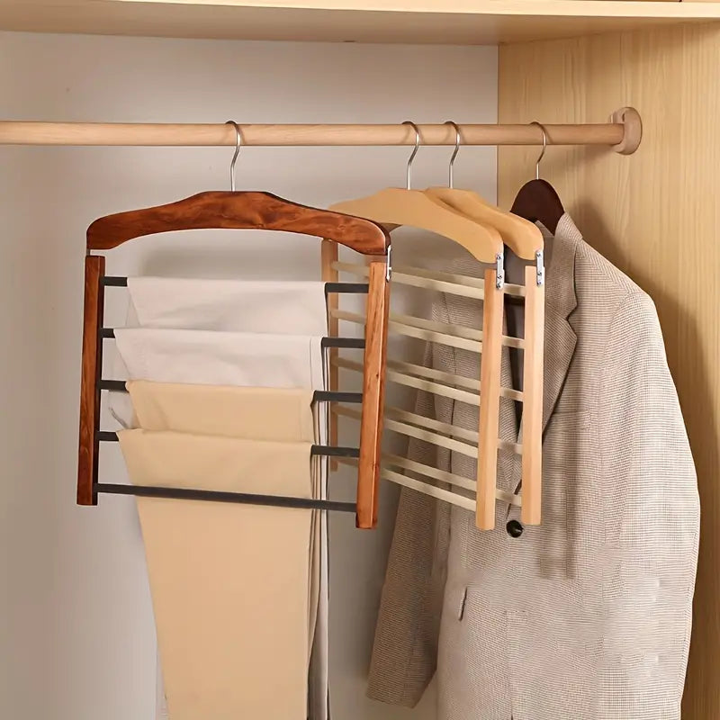 Lisslune | Space-saving wooden multi-pants hanger