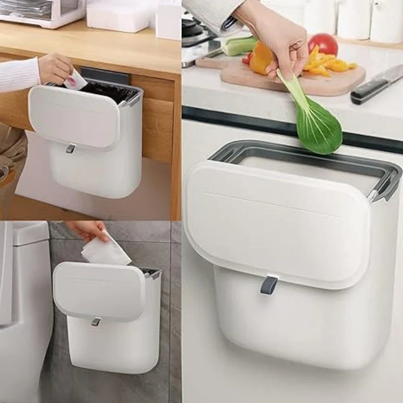 Lisslune | Practical Kitchen Trash Can For Wall Mounting – Swiveling Garbage Bin For Kitchen, Bathroom And Office