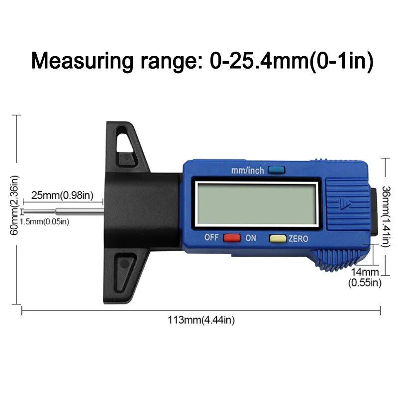Lisslune | Essential Digital Tread Depth Gauge - Precision Car Tire Monitoring Tool
