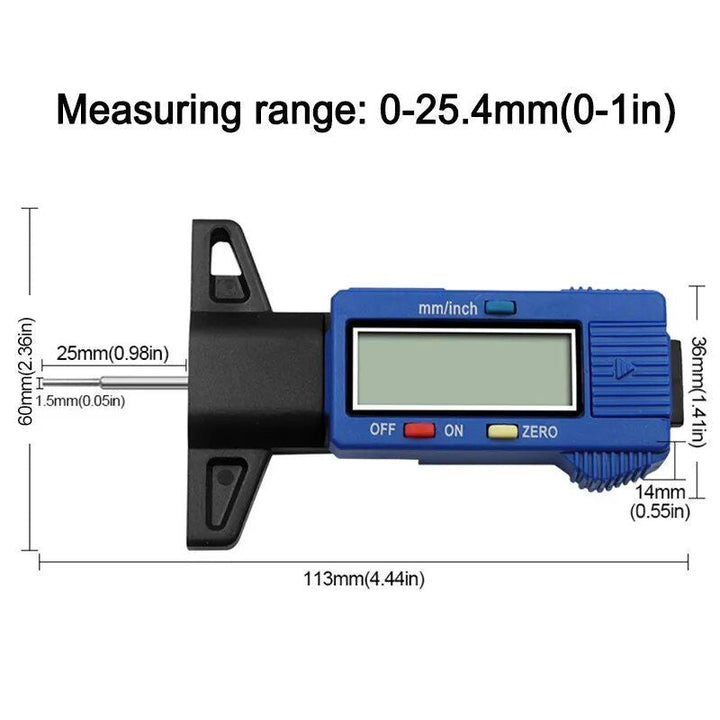 Lisslune | Essential Digital Tread Depth Gauge - Precision Car Tire Monitoring Tool