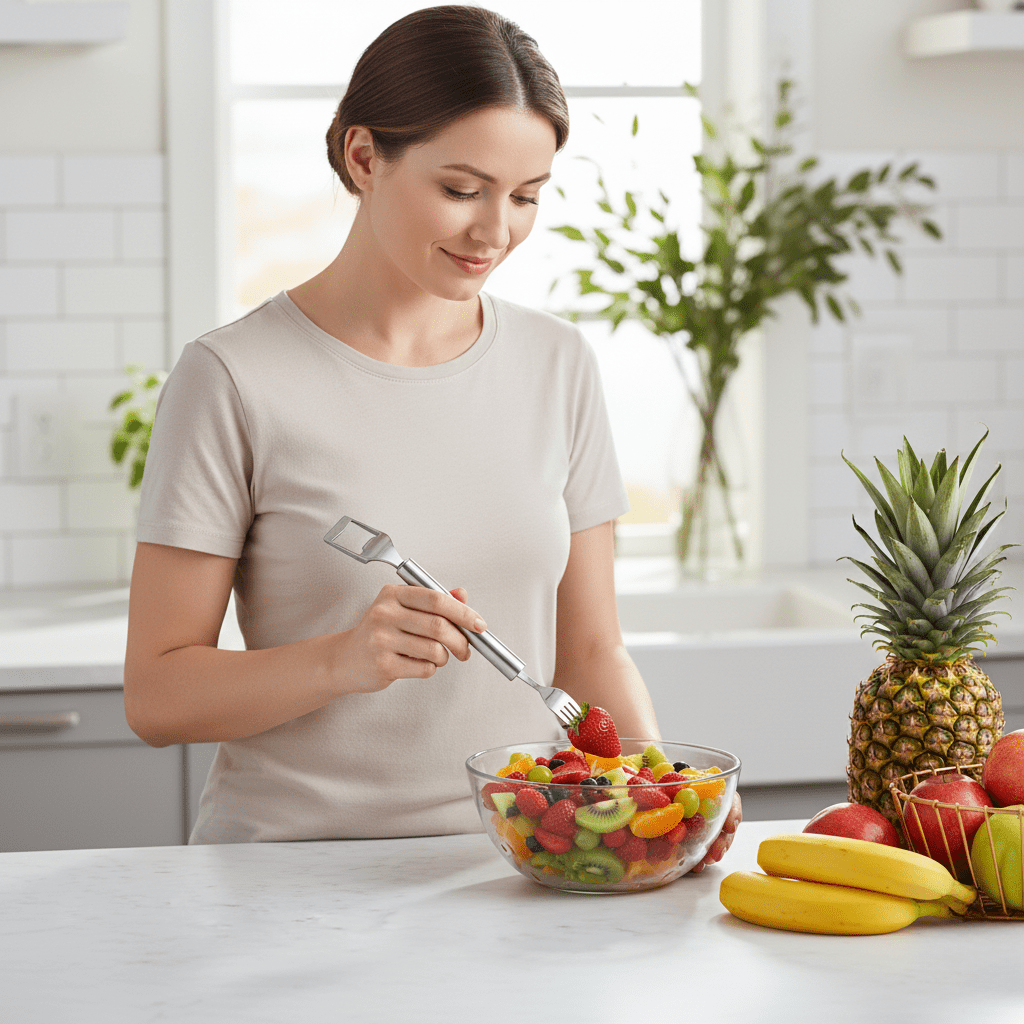 Lisslune | 2-in-1 fruit cutter with integrated fork for fresh snacks