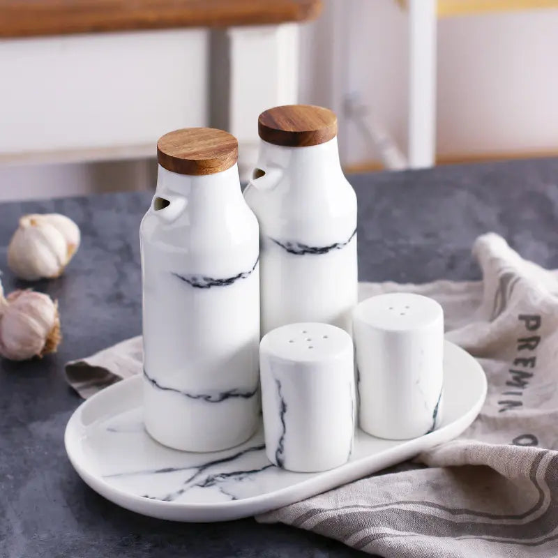Lisslune | Marble Ceramic Oil and Vinegar Sauce Dispenser