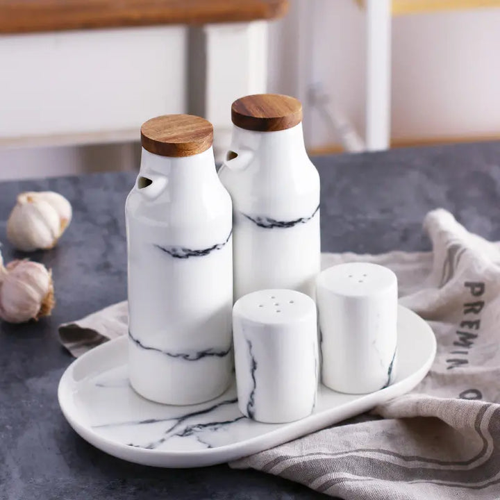 Lisslune | Marble Ceramic Oil and Vinegar Sauce Dispenser