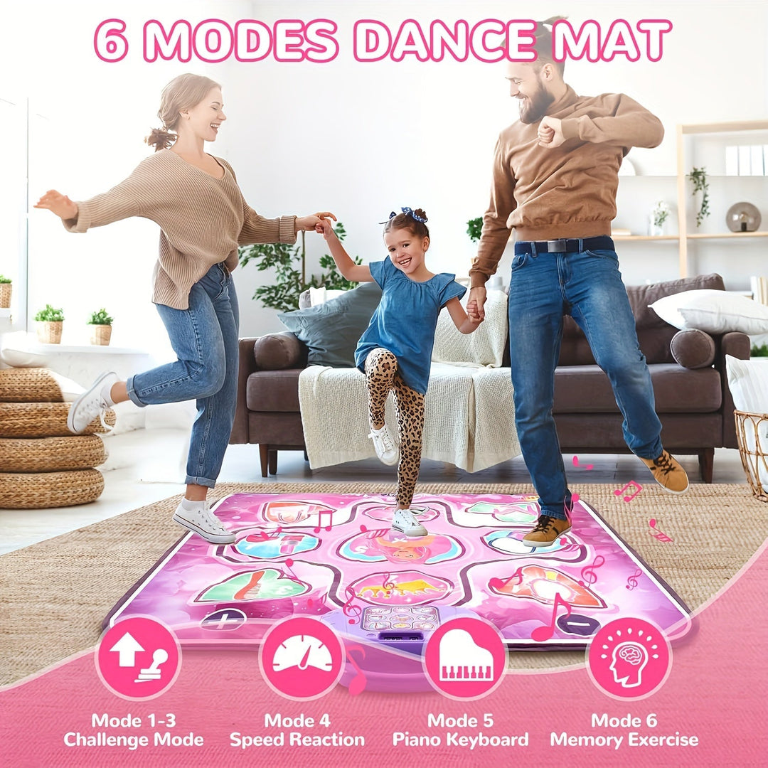 Lisslune | Pink Dance Mat for Children with Scoring Function and Rhythmic Game – Without TV – DanceFun Mat
