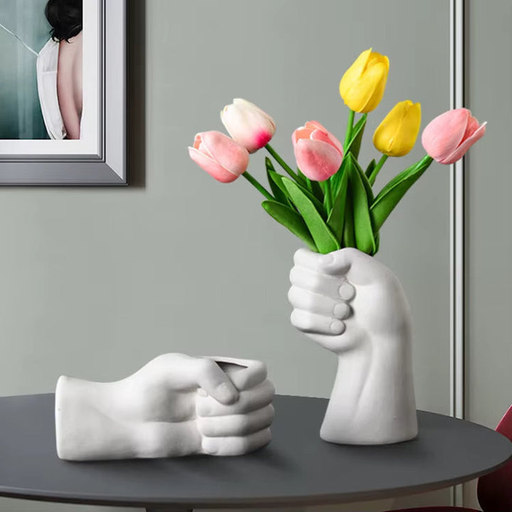 Lisslune | Artistic Hand Gesture Ceramic Tabletop Flower Vase