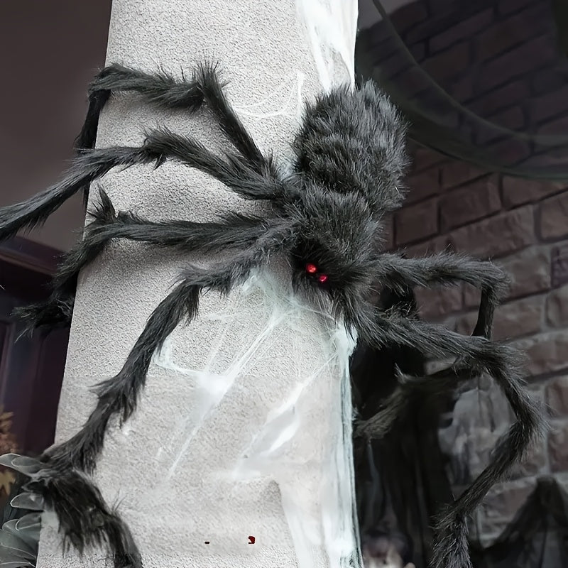 Lisslune | WebCreeper Halloween Decoration Set – 2 Giant Spiders 50cm with Stretchy Spider Web
