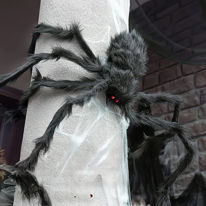 Lisslune | WebCreeper Halloween Decoration Set – 2 Giant Spiders 50cm with Stretchy Spider Web