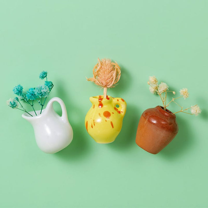 Lisslune | 3-piece set mini plant vases magnets for decorative and fresh accents