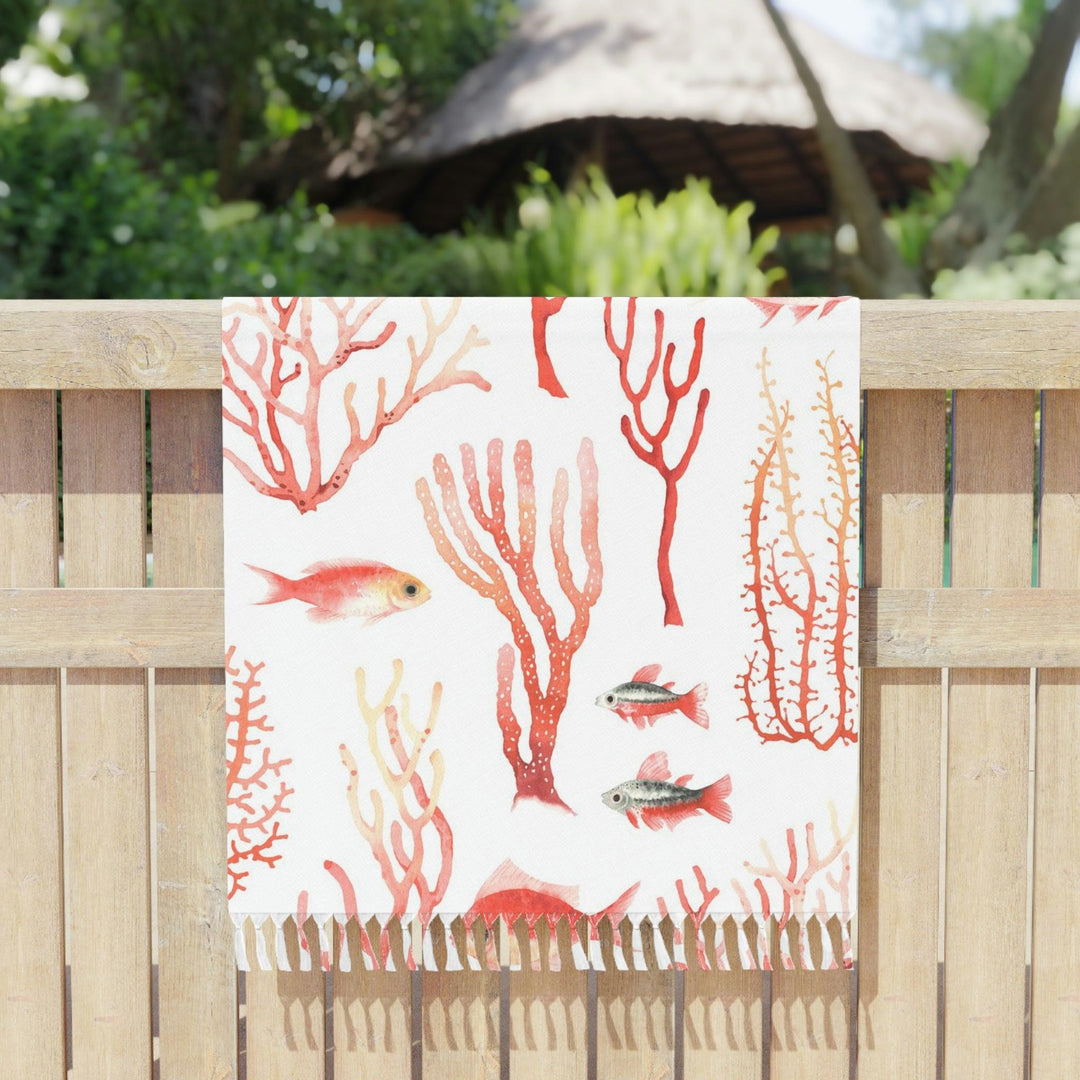Lisslune | Coral Bliss Bohemian Beach Sarong with Playful Tassels and Exotic Prints