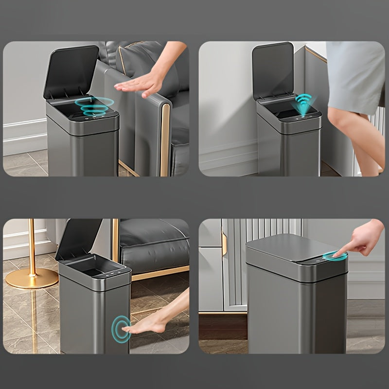 Lisslune | Set of 2 Smart Sensor Trash Cans – Touchless and Compact (Black)