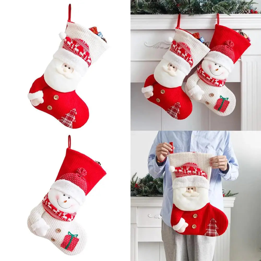 Lisslune | Gift bag Durable Large Cute Christmas Stocking Gift Bag High Capacity Felt Christmas Sock Christmas Ornaments Beautiful
