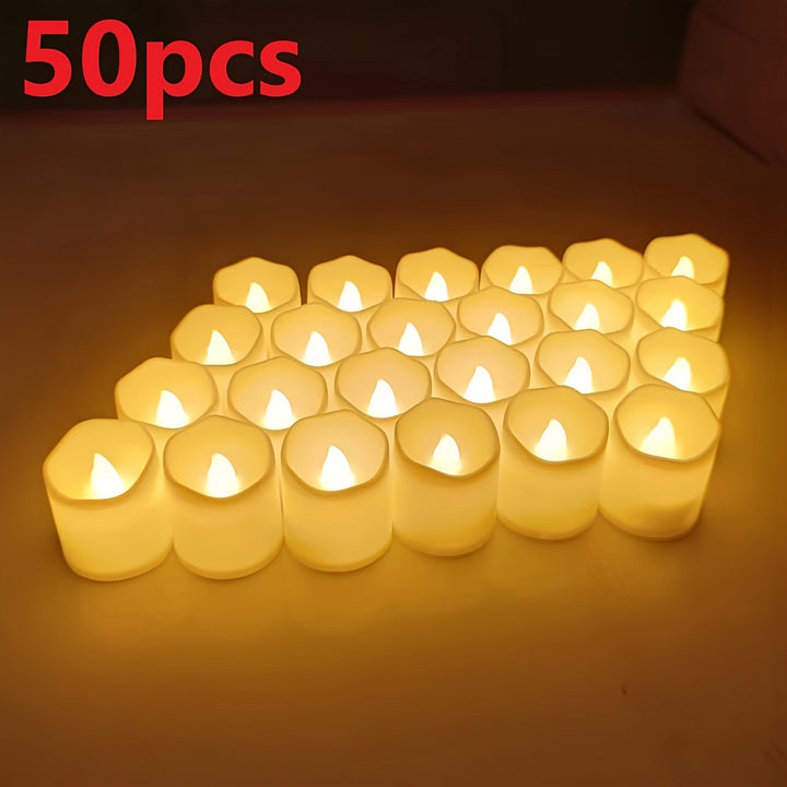 Lisslune | 24/50/100 Pack flameless LED candles – battery-operated flickering tealights, smokeless and romantic for weddings and engagements