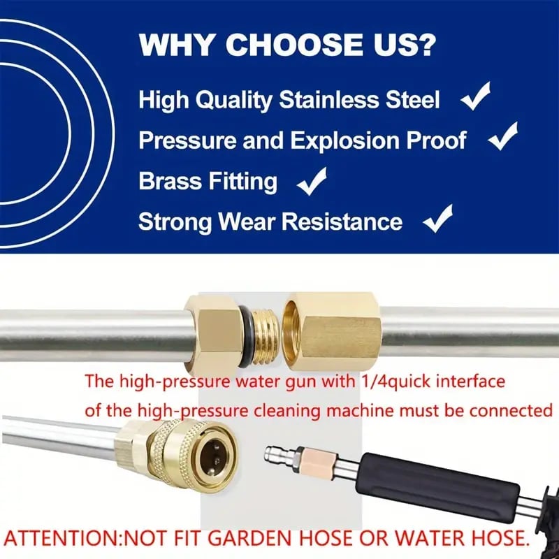 Lisslune | 4000 PSI Telescoping High Pressure Washer Wand Set for Gutter & Roof Drainage & Walls Cleaning