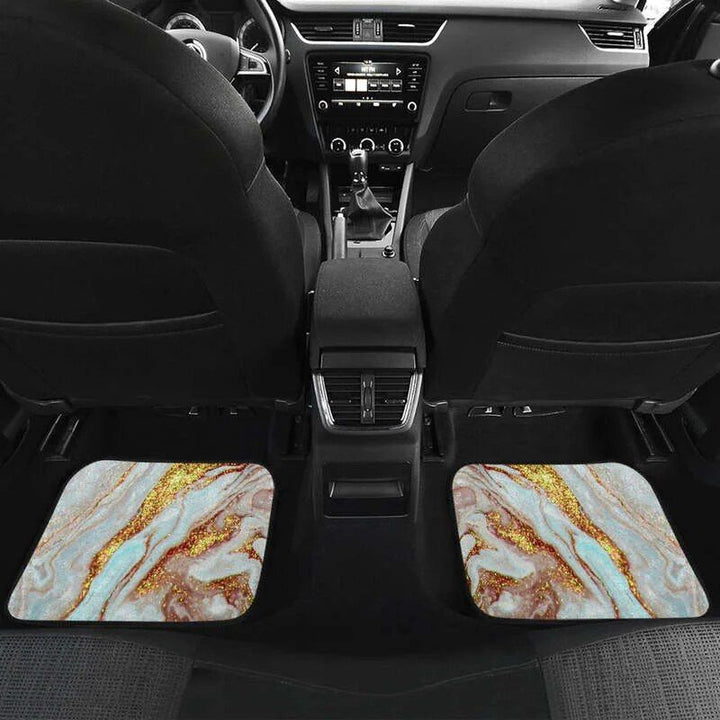 Lisslune | Luxe Pink Gold Floating Marble Car Mat (Full Set of 4)