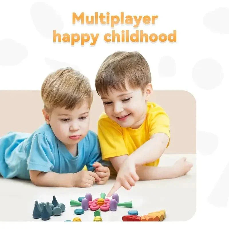 Lisslune | Colorful Wooden Building Blocks Set for Creative Learning and Logical Development