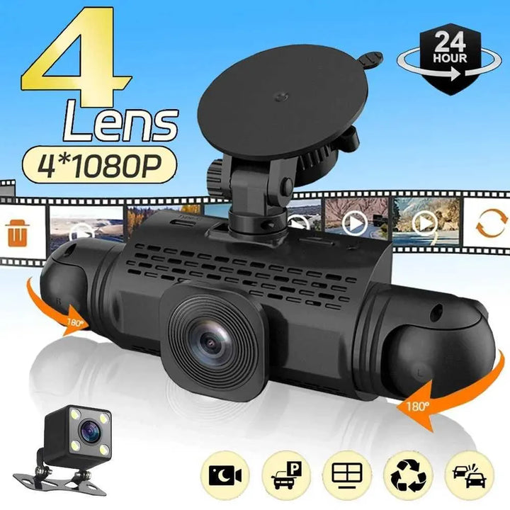 Lisslune | 360° Car Dashcam | DashGard Pro CX360 | Full HD Driving Recorder with Night Vision & Parking Monitor