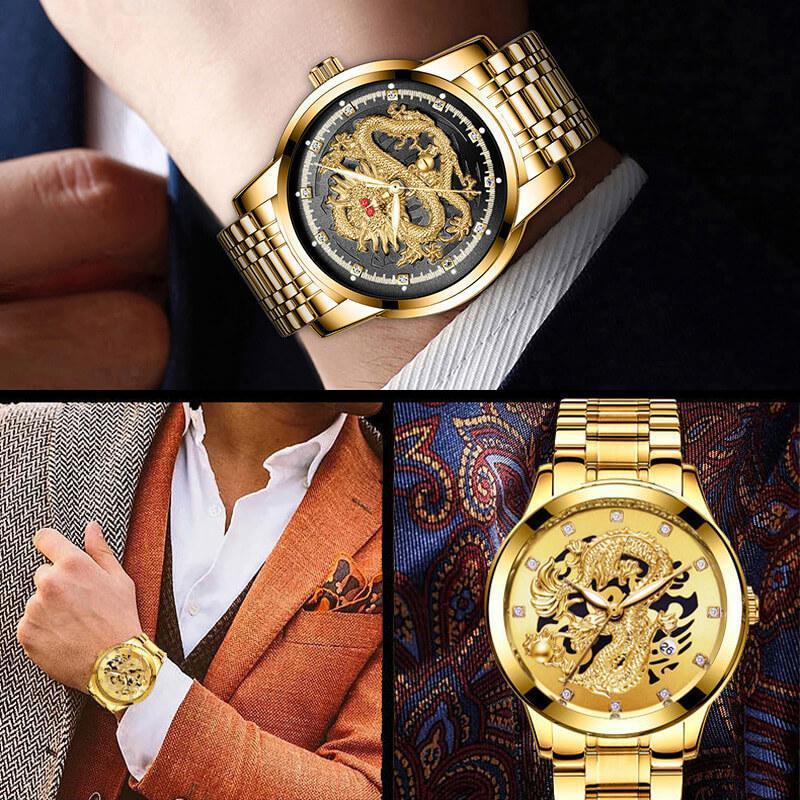 Lisslune | Embossed Golden Dragon Watch