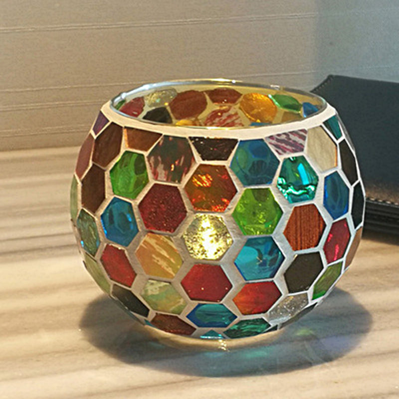 Lisslune | European Retro Glass Mosaic Tealight Holder