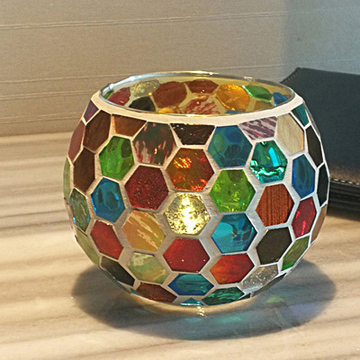 Lisslune | European Retro Glass Mosaic Tealight Holder