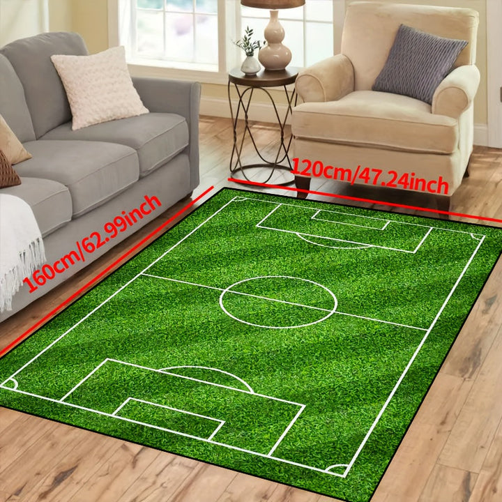 Lisslune | Football Field Pattern Carpet - non-slip washable lounge mats for living room, bedroom, garden or gaming room