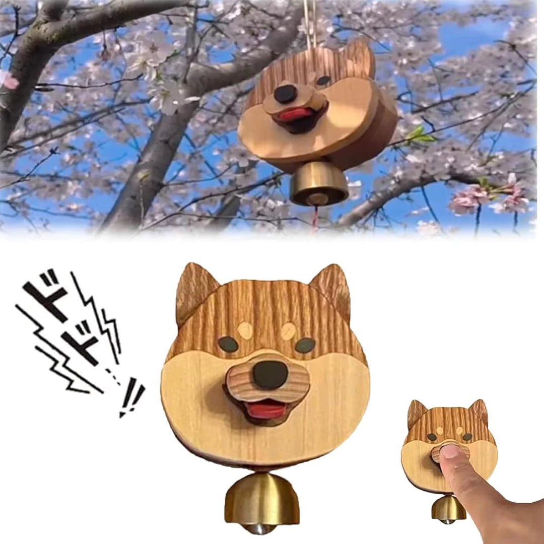 Lisslune | Playful Shiba Dog Face Wooden Doorbell