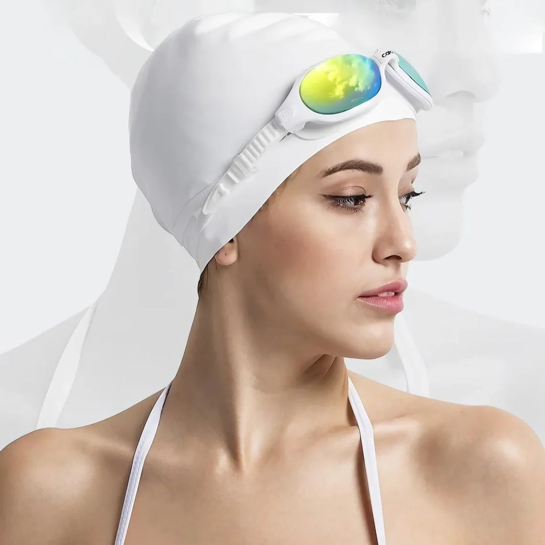Lisslune | Waterproof silicone swim cap for long hair with ear protection