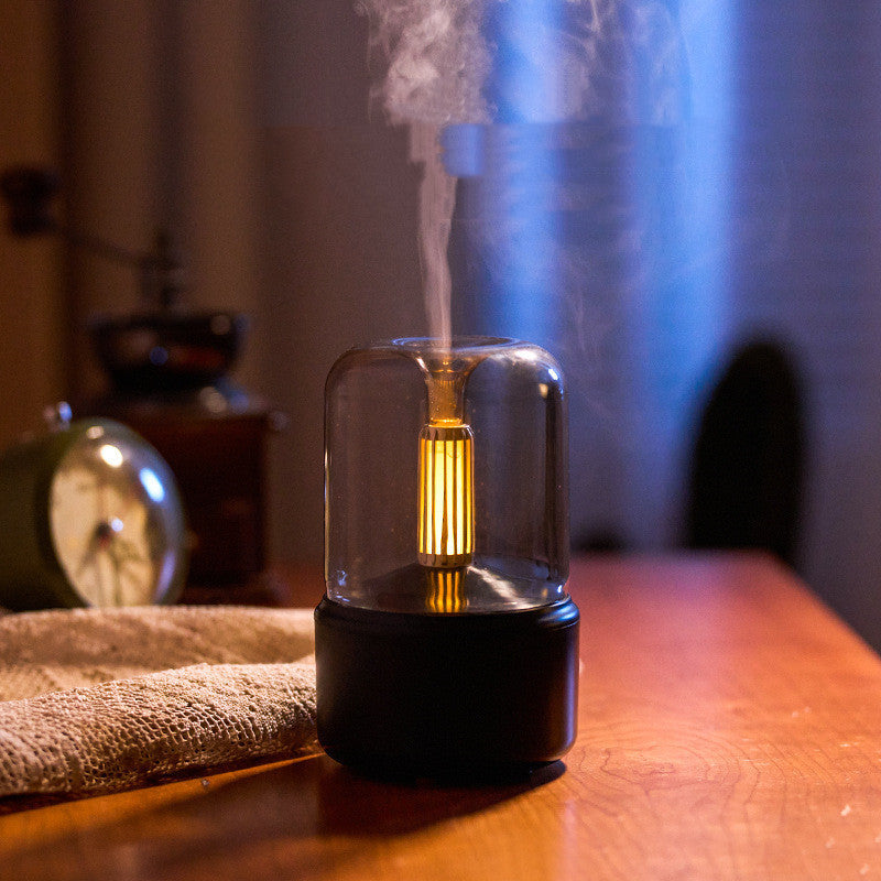 Lisslune | Atmosphere Light Air Humidifier Candlelight Aroma Diffuser Portable 120ml Electric USB Humidifier Cool Mist Maker Fogger 8-12 Hours With LED Night Light
