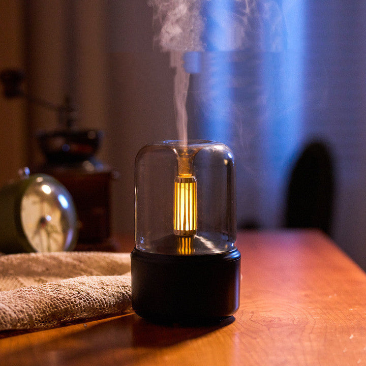 Lisslune | Atmosphere Light Air Humidifier Candlelight Aroma Diffuser Portable 120ml Electric USB Humidifier Cool Mist Maker Fogger 8-12 Hours With LED Night Light