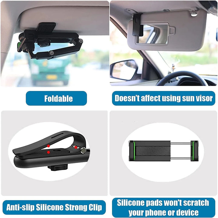 Lisslune | Sun visor phone holder for the car Multifunctional 360° rotating sun visor phone holder for Iphone/Samsung/Android
