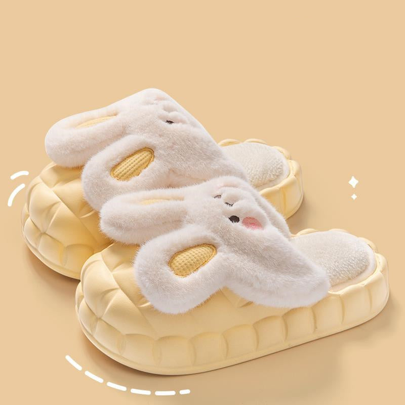 Lisslune | Cute Bunny Shoes Winter Fuzzy Slippers Women Removable Washable Slippers