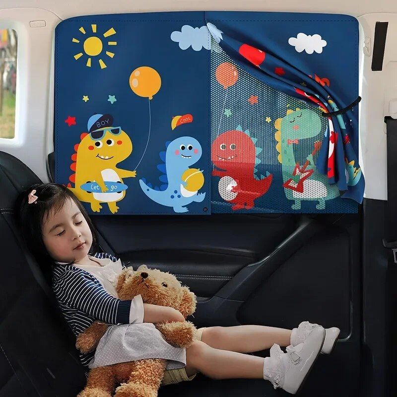 Lisslune | Universal Magnetic Car Side Screen Sunshade - Cartoon Curtain for Kids' Sun Protection and Thermal Insulation