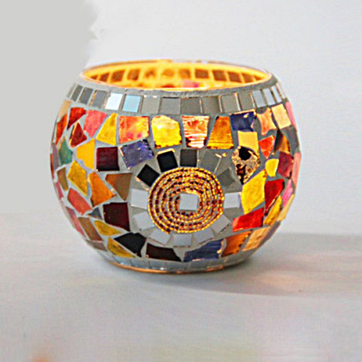 Lisslune | European Retro Glass Mosaic Tealight Holder