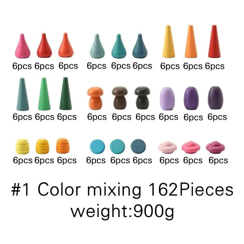 Lisslune | Colorful Wooden Building Blocks Set for Creative Learning and Logical Development