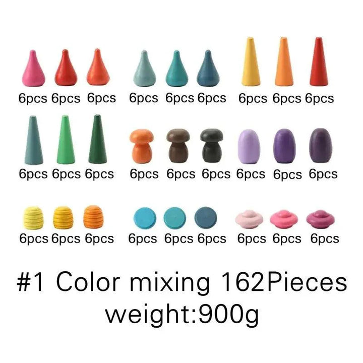 Lisslune | Colorful Wooden Building Blocks Set for Creative Learning and Logical Development
