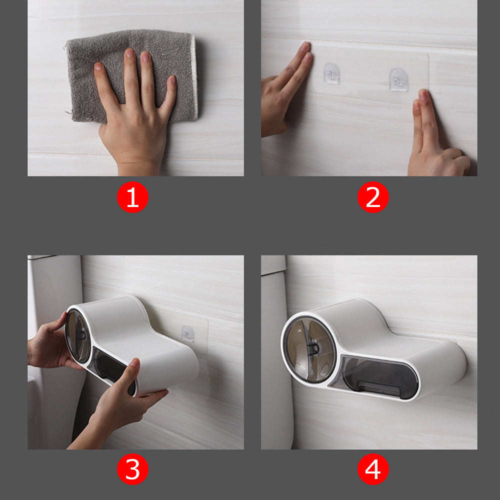 Lisslune | DryHold Self-Adhesive Toilet Paper Holder – Waterproof Wall Solution with Extra Storage Space