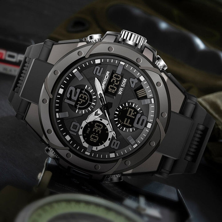 Lisslune | TitanGuard Military Men's Watch – Rugged Multifunctional Analog & Digital Timepiece