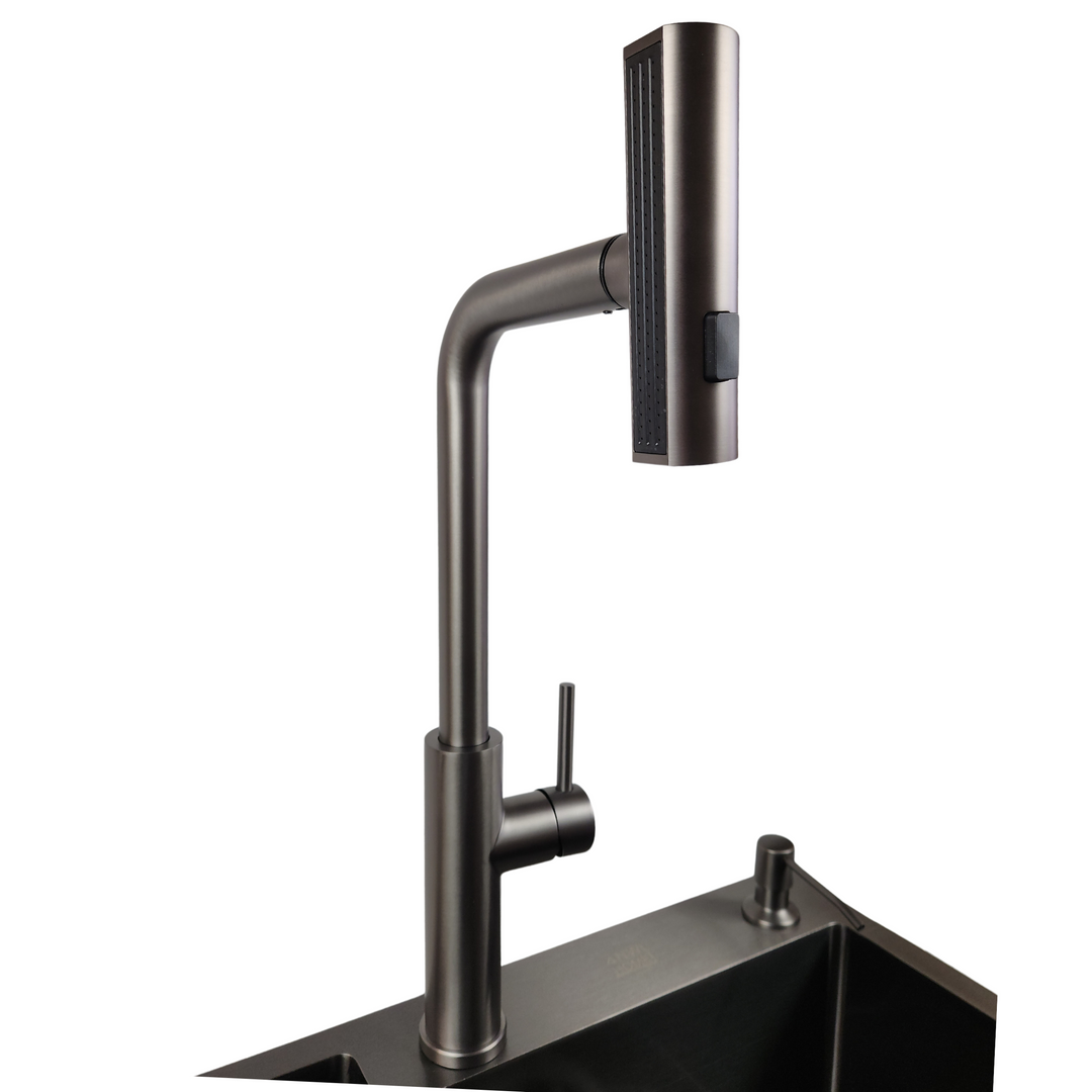 Lisslune | Kitchen faucet, JF-8012B GRAPHITE Pull-out tap, waterfall, 3 modes