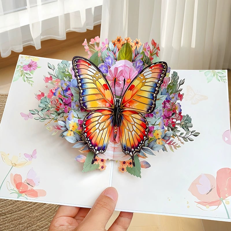 Lisslune |  Vibrant 3D  Butterfly & Daisy Pop-Up Greeting Card