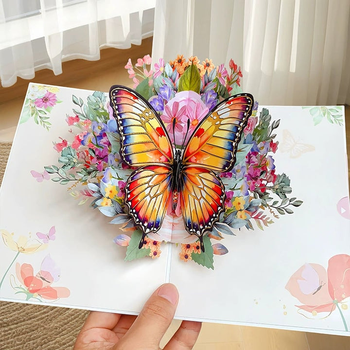 Lisslune |  Vibrant 3D  Butterfly & Daisy Pop-Up Greeting Card