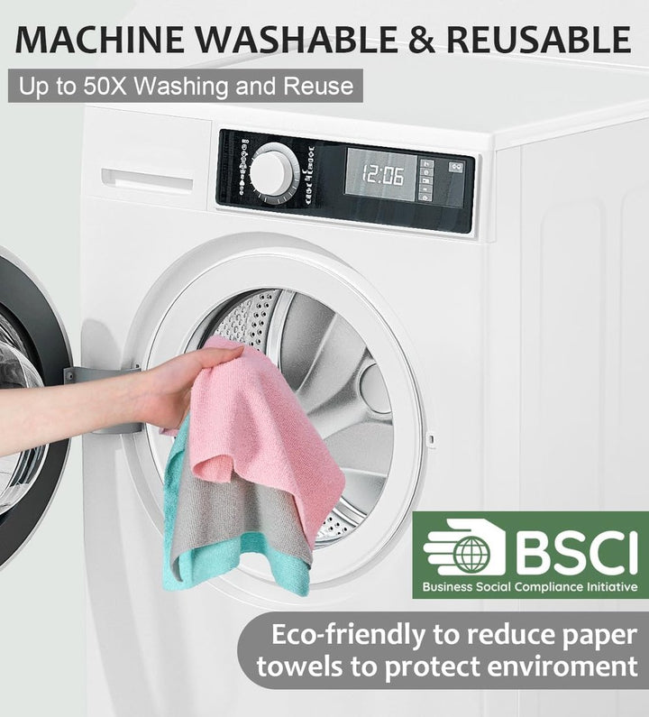 Lisslune | 20 Pieces Reusable Microfiber Cloths on Roll – Lint-Free, Streak-Free & Eco-Friendly