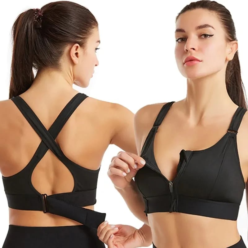 Lisslune | Wireless Support Super Tight Impact Resistant Zip Sports Bra