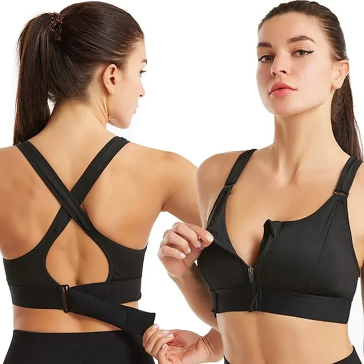 Lisslune | Wireless Support Super Tight Impact Resistant Zip Sports Bra