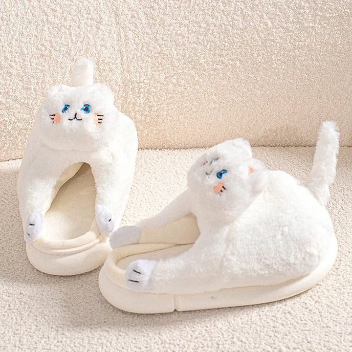 Lisslune | Funny Cat Plush Slippers for Women Bedroom Fuzzy Slippers to Slip On Slippers for Women Indoor Loaf Bread Slippers for Women