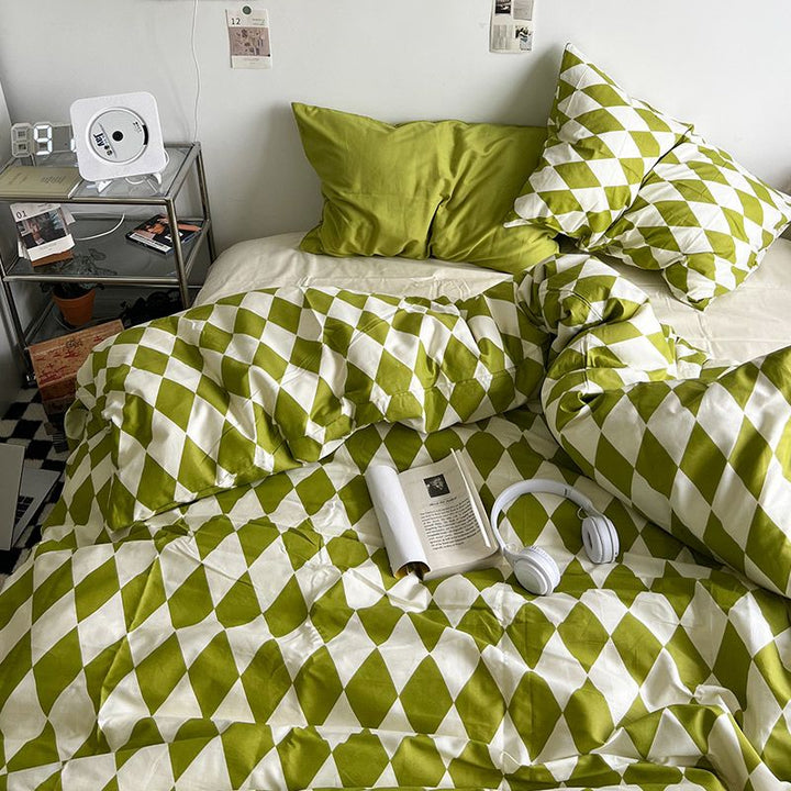 Lisslune | Abstract Chessboard Single Bed Linen Set