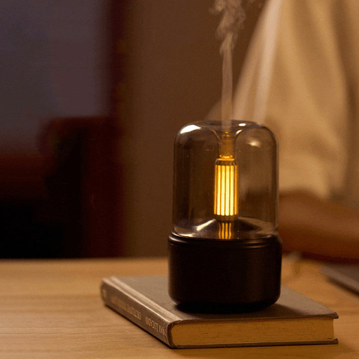 Lisslune | Atmosphere Light Air Humidifier Candlelight Aroma Diffuser Portable 120ml Electric USB Humidifier Cool Mist Maker Fogger 8-12 Hours With LED Night Light