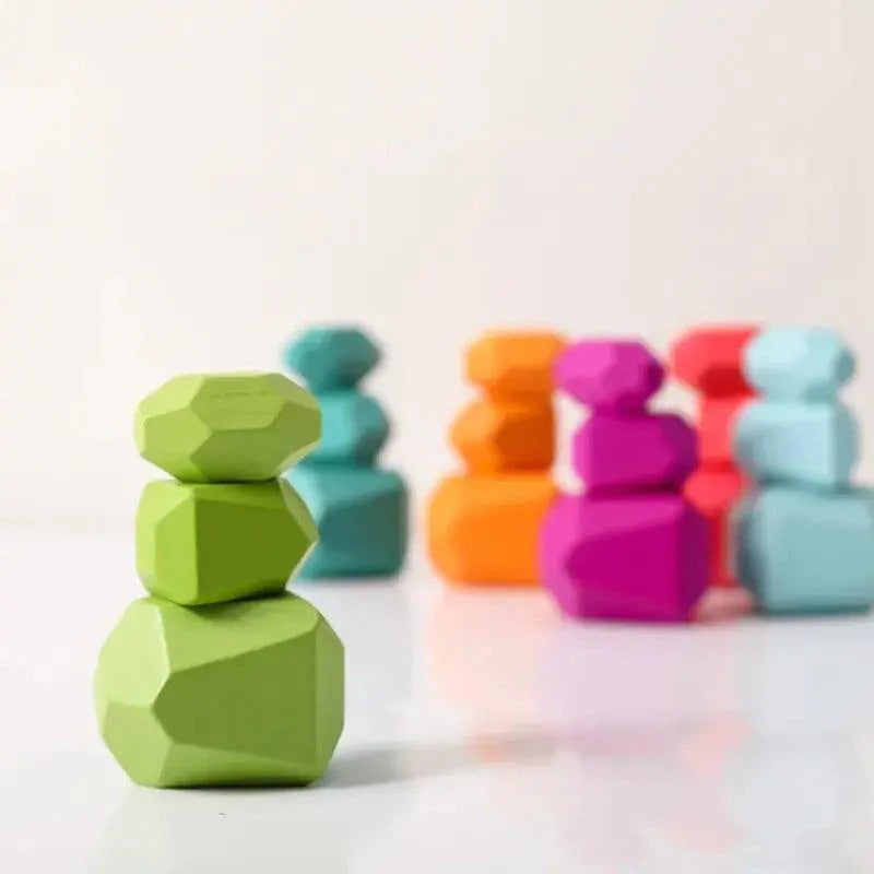 Lisslune | Colorful Wooden Building Blocks Set for Creative Learning and Logical Development