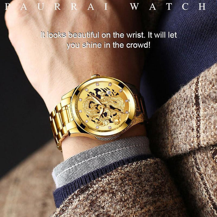 Lisslune | Embossed Golden Dragon Watch