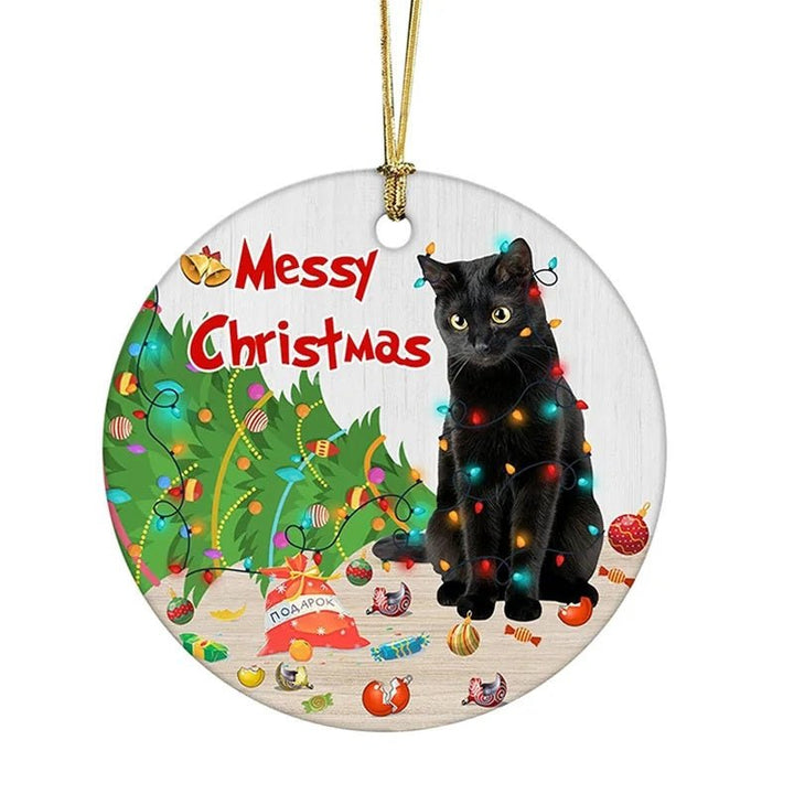 Lisslune | Acrylic Black Cat Christmas Ornaments Set – Adorable Tree Pendants for Weddings, Parties, and Festive Home Décor