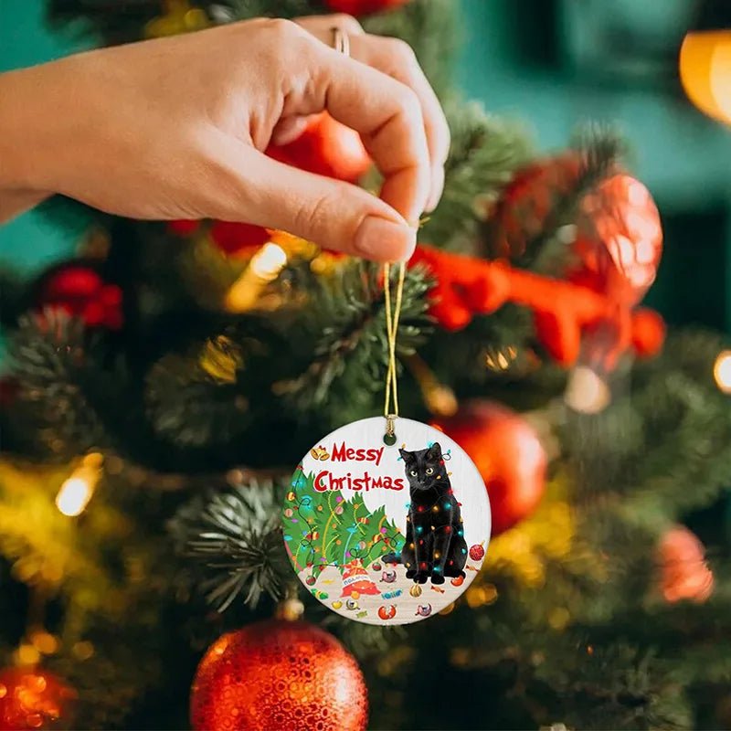 Lisslune | Acrylic Black Cat Christmas Ornaments Set – Adorable Tree Pendants for Weddings, Parties, and Festive Home Décor