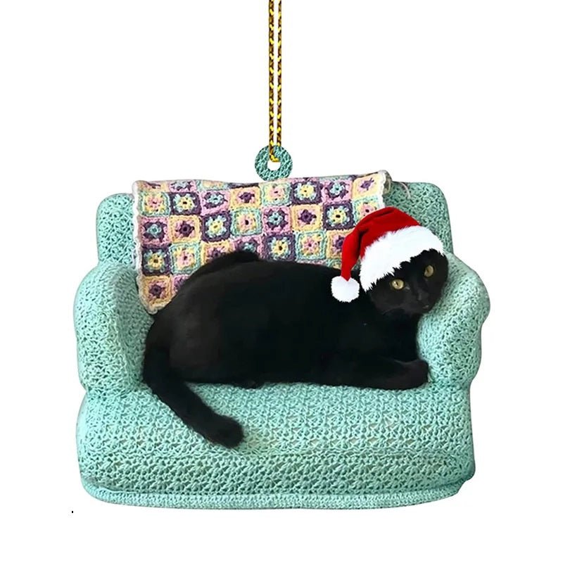Lisslune | Acrylic Black Cat Christmas Ornaments Set – Adorable Tree Pendants for Weddings, Parties, and Festive Home Décor